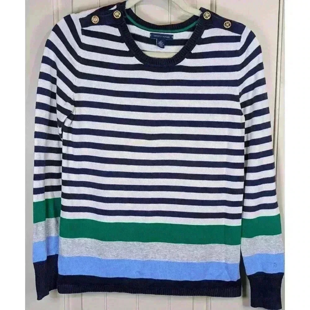 Tommy Hilfiger Women's Classic Stripe Nautical Sweater Size Medium